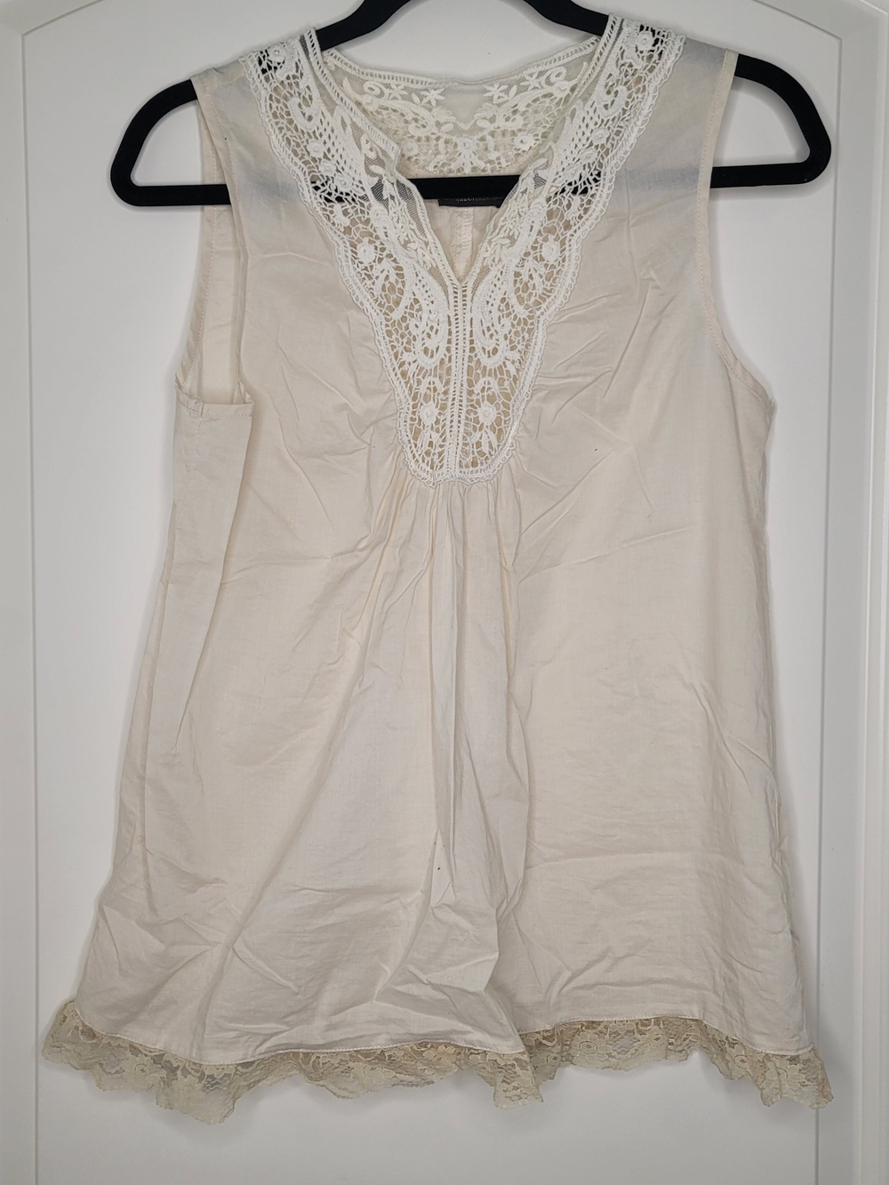 Hazel 100% Cotton Cream Lace-Trim Top Cottagecore, Coastal Grandma, Fairycore